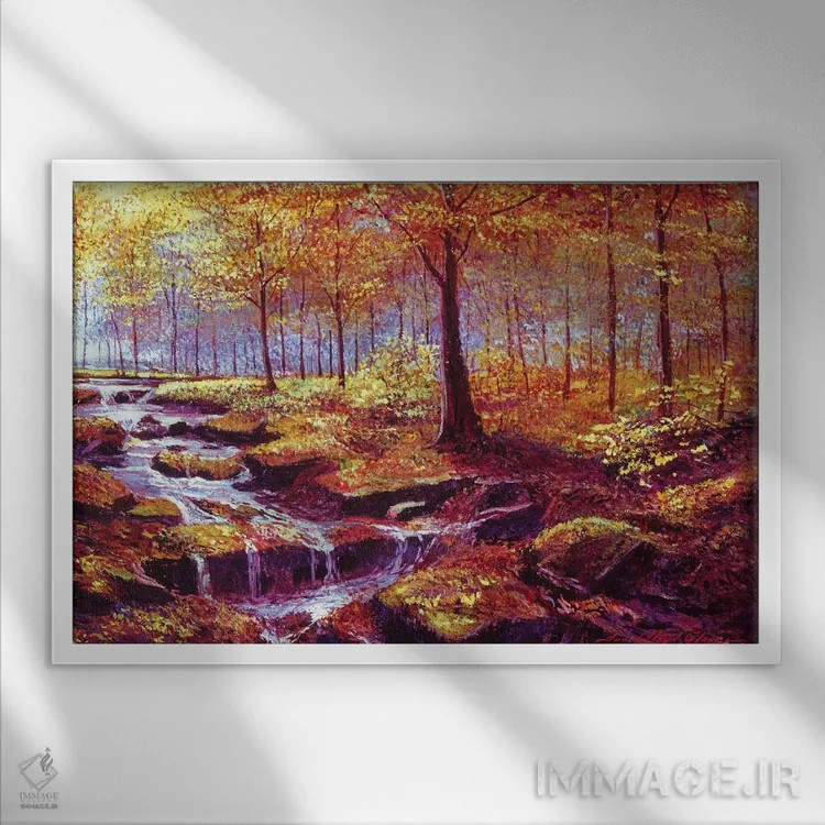 تابلو پاییز در پارک گلدسترِیم اثر دیوید لوید گلوور - نمای قابدار سفید