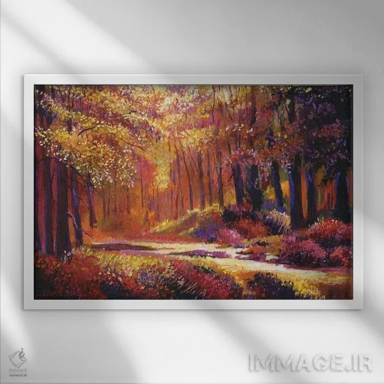 تابلو جنگل رنگارنگ اثر دیوید لوید گلوور - نمای قابدار سفید