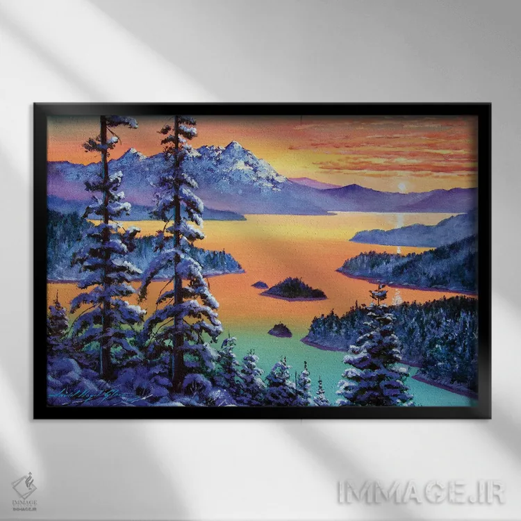 تابلو چشمانداز زمستانی اثر دیوید لوید گلوور - نمای قابدار مشکی