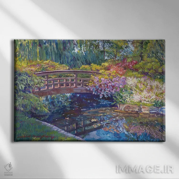 تابلو ویستریا روی پل پیادهرو اثر دیوید لوید گلوور - نمای روبهرو روی دیوار