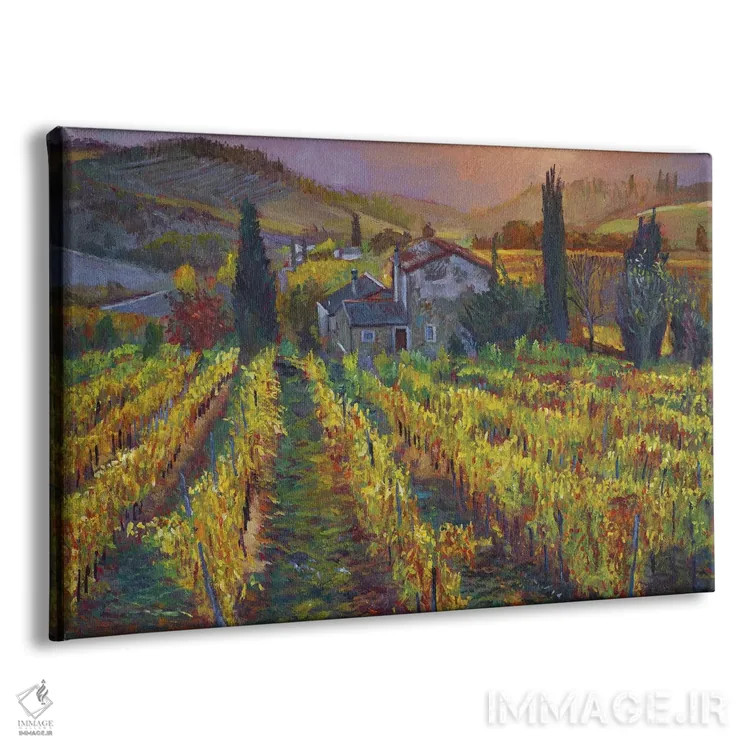 تابلو برداشت تاکستان توسکانی اثر دیوید لوید گلوور - نمای پرسپکتیو محصول