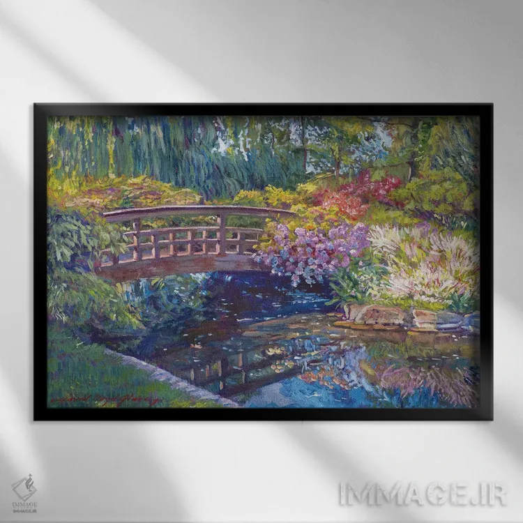 تابلو ویستریا روی پل پیادهرو اثر دیوید لوید گلوور - نمای قابدار مشکی