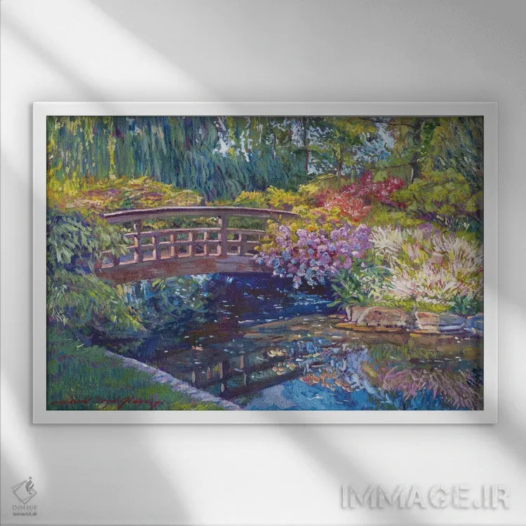 تابلو ویستریا روی پل پیادهرو اثر دیوید لوید گلوور - نمای قابدار سفید