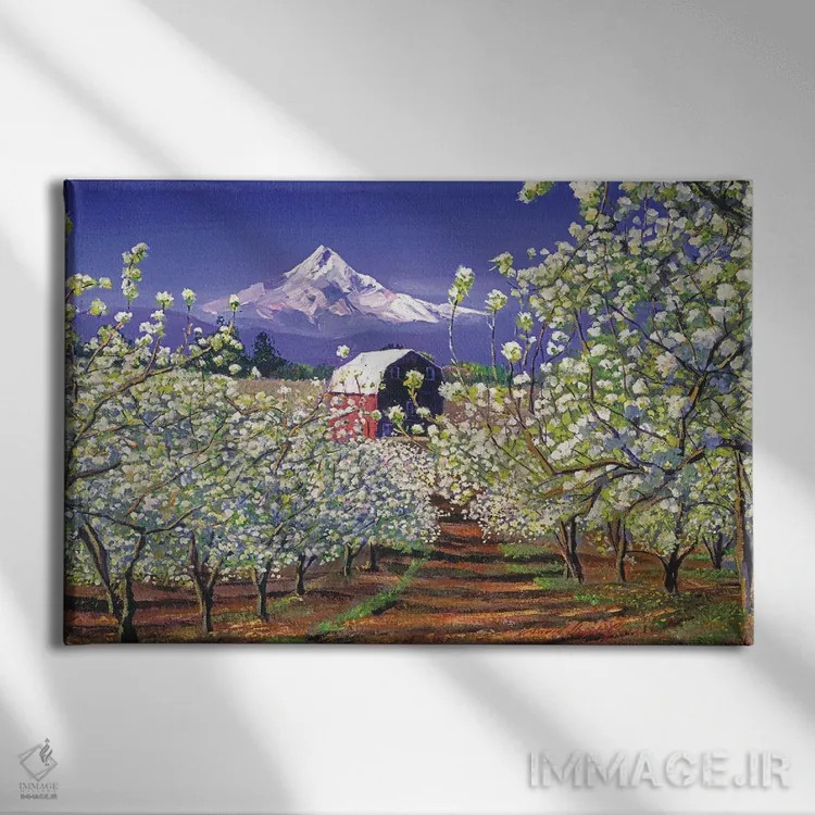 تابلو زمان شکوفه دادن سیب اثر دیوید لوید گلوور - نمای روبهرو روی دیوار