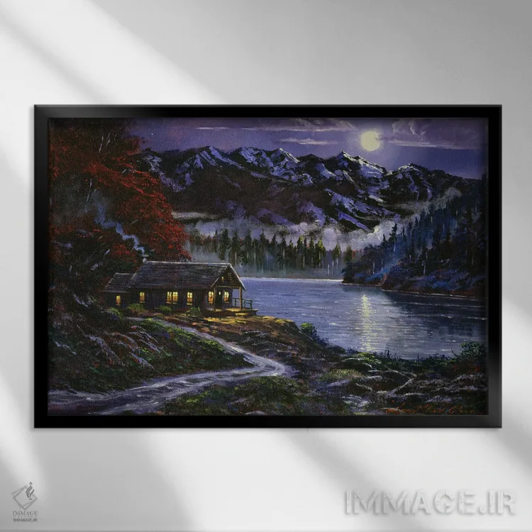 تابلو کلبهٔ مهتابی اثر دیوید لوید گلوور - نمای قابدار مشکی