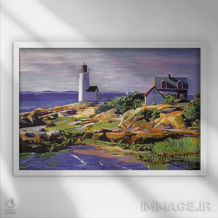 تابلو فانوس دریایی آتلانتیک اثر دیوید لوید گلوور - نمای قابدار سفید