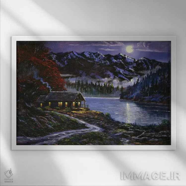 تابلو کلبهٔ مهتابی اثر دیوید لوید گلوور - نمای قابدار سفید