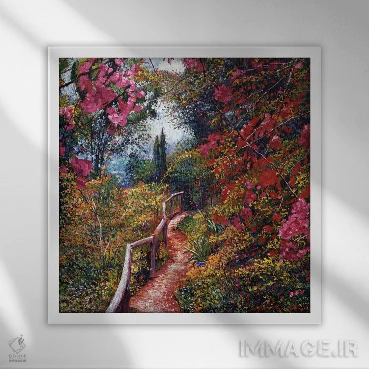 تابلو مسیر گل کاغذی توسکانی اثر دیوید لوید گلوور - نمای قابدار سفید