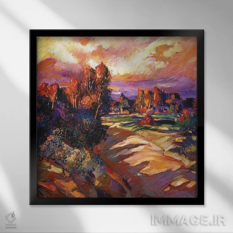 تابلو غروب روستایی کالیفرنیا اثر دیوید لوید گلوور - نمای قابدار مشکی
