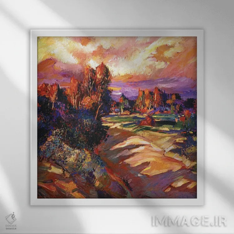 تابلو غروب روستایی کالیفرنیا اثر دیوید لوید گلوور - نمای قابدار سفید