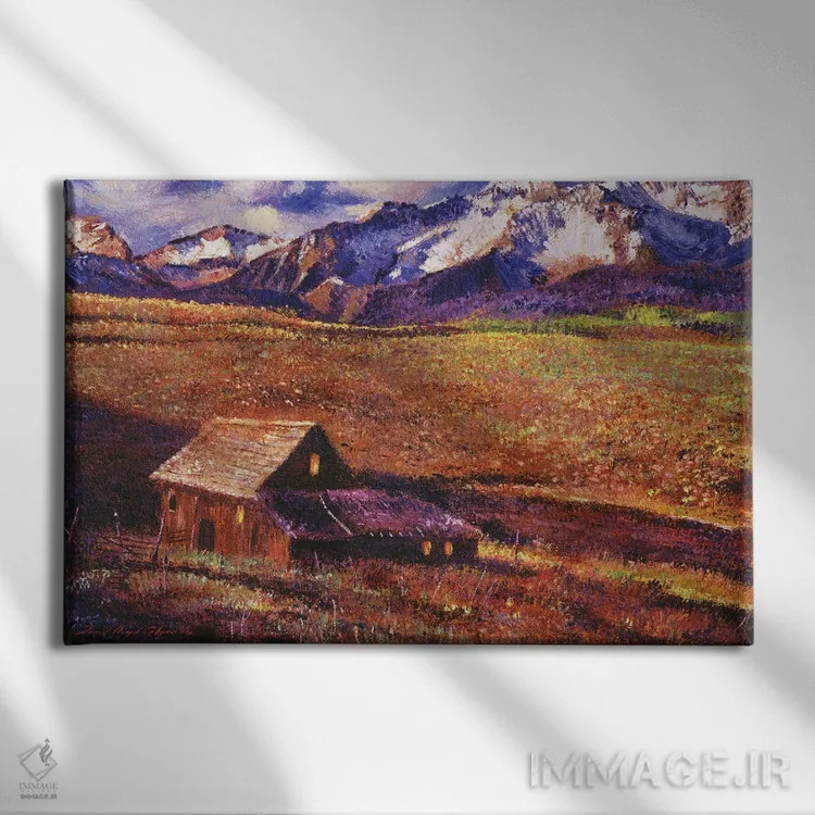 تابلو مزرعه دامنهٔ کوه اثر دیوید لوید گلوور - نمای روبهرو روی دیوار