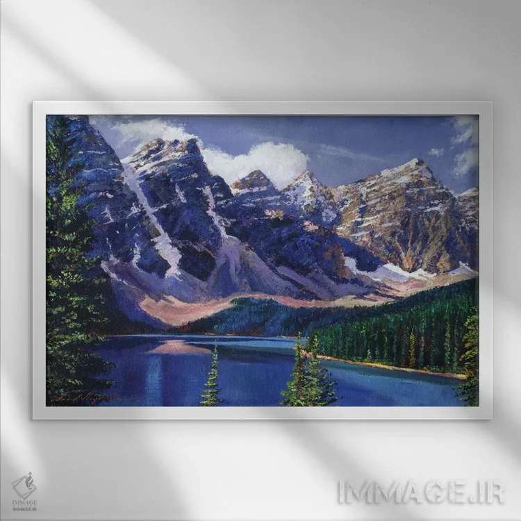 تابلو آبهای آبی کریستالی اثر دیوید لوید گلوور - نمای قابدار سفید