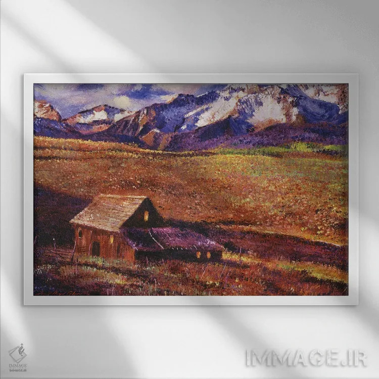 تابلو مزرعه دامنهٔ کوه اثر دیوید لوید گلوور - نمای قابدار سفید