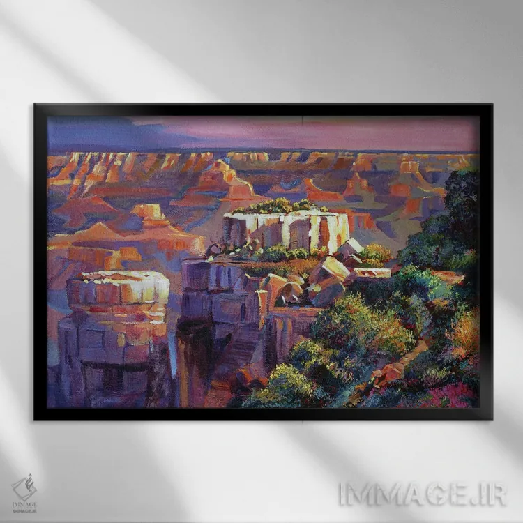 تابلو صبح در گرند کانیون (آمریکا) اثر دیوید لوید گلوور - نمای قابدار مشکی
