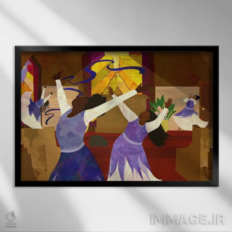 تابلو ستایش کامل اثر دیلاشه آرتیستری (استودیو هنری) - نمای قابدار مشکی