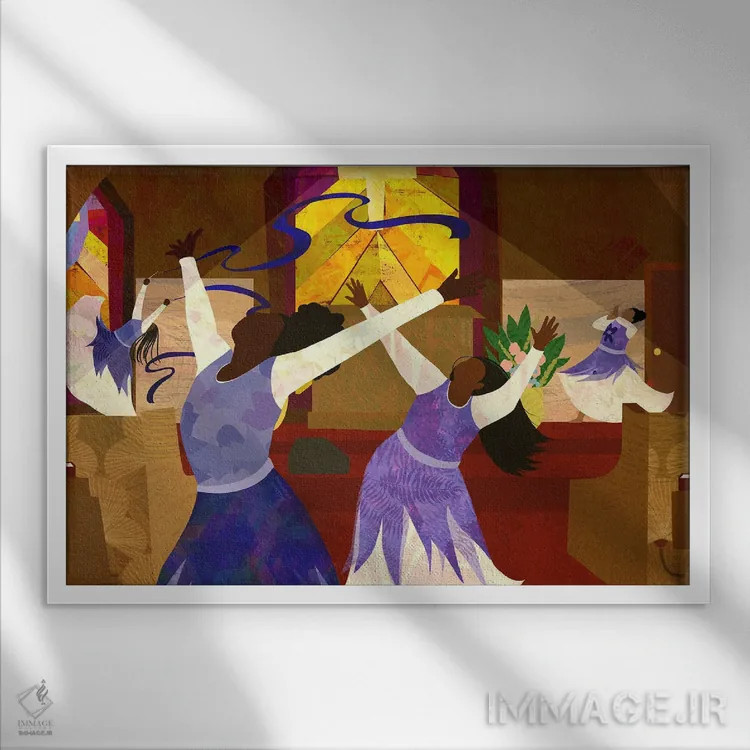 تابلو ستایش کامل اثر دیلاشه آرتیستری (استودیو هنری) - نمای قابدار سفید