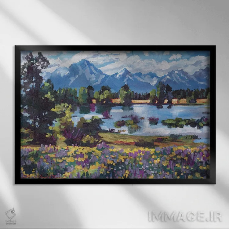 تابلو گلهای وحشی مناطق مرتفع اثر دیوید لوید گلوور - نمای قابدار مشکی