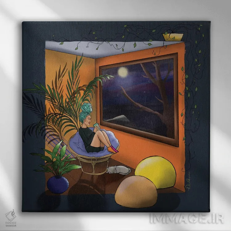 تابلو در دل طوفان اثر دیلاشه آرتیستری (استودیو هنری) - نمای روبهرو روی دیوار