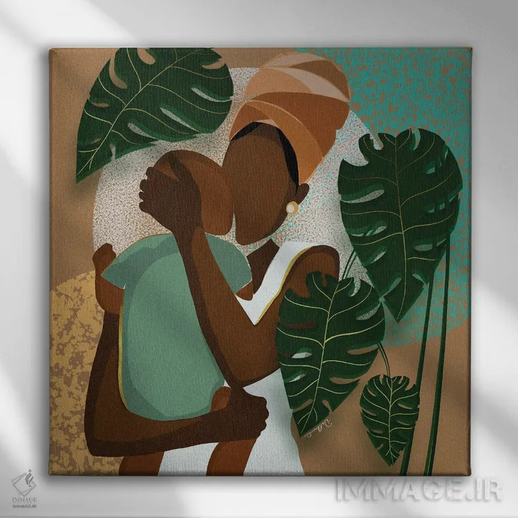 تابلو عشق مادرانه اثر دیلاشه آرتیستری (استودیو هنری) - نمای روبهرو روی دیوار