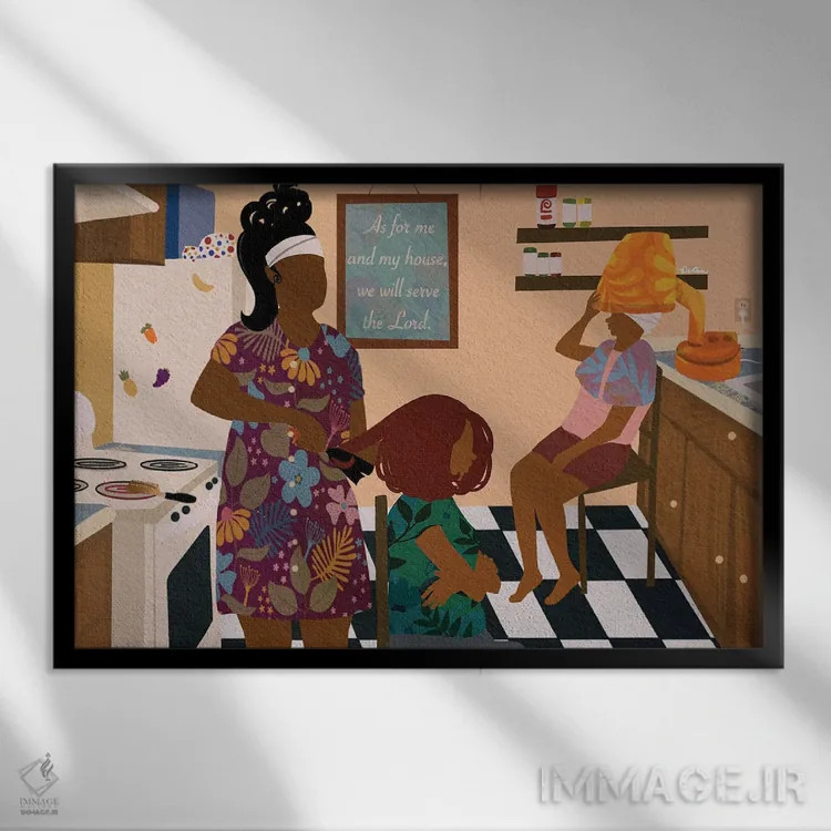 تابلو بذار فقط نوک موها رو حالت بدم اثر دیلاشه آرتیستری (استودیو هنری) - نمای قابدار مشکی