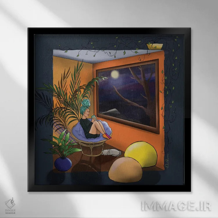 تابلو در دل طوفان اثر دیلاشه آرتیستری (استودیو هنری) - نمای قابدار مشکی