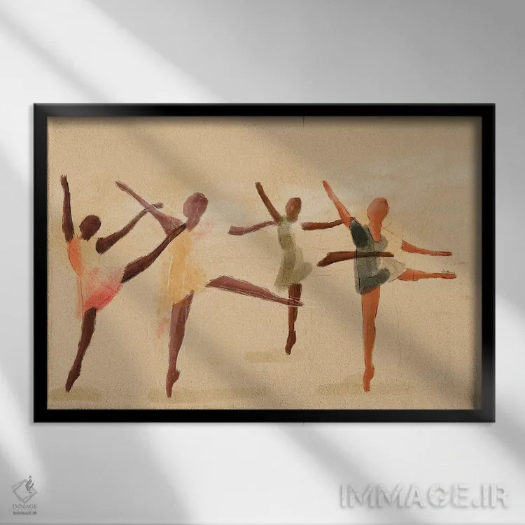 تابلو روی نوک انگشتان (اصطلاح باله) اثر دیلاشه آرتیستری (استودیو هنری) - نمای قابدار مشکی