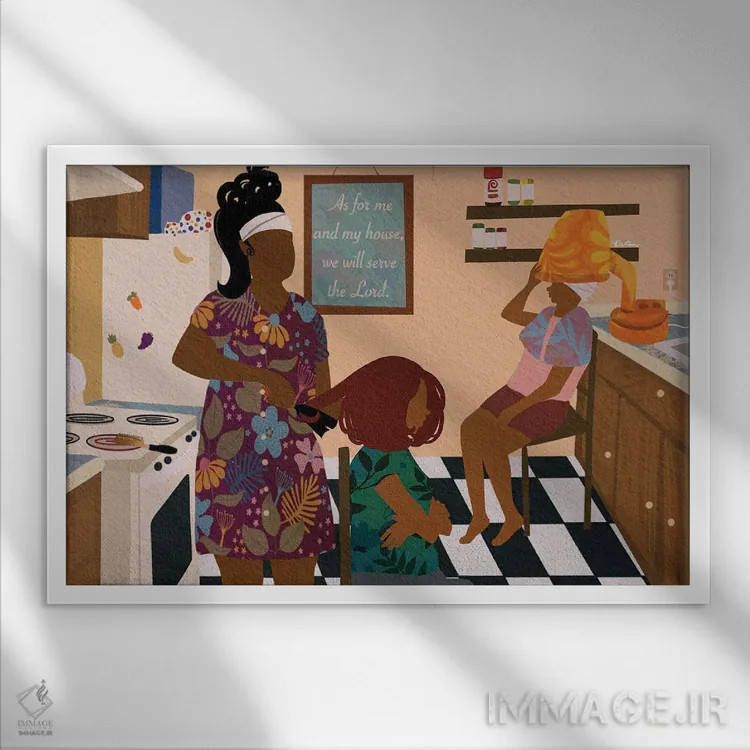 تابلو بذار فقط نوک موها رو حالت بدم اثر دیلاشه آرتیستری (استودیو هنری) - نمای قابدار سفید