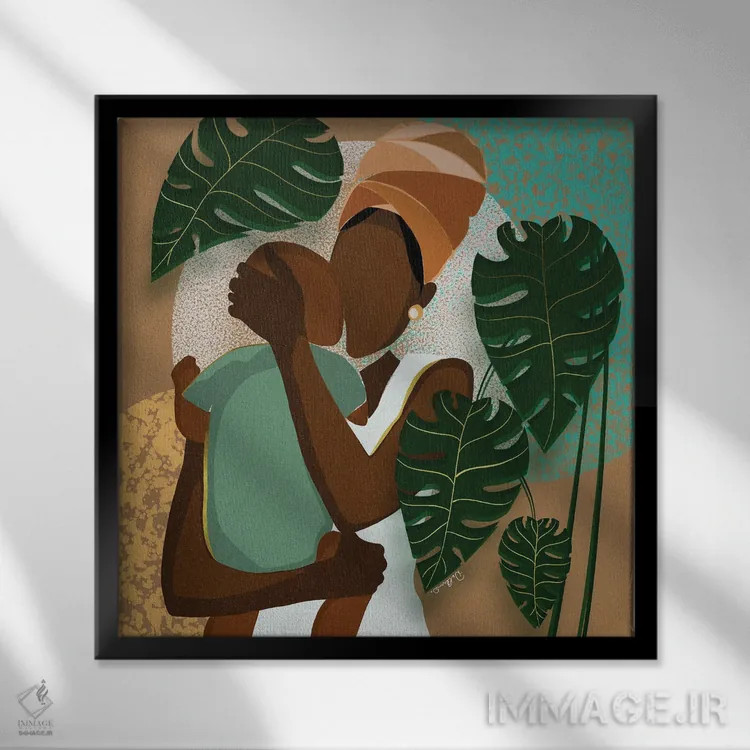 تابلو عشق مادرانه اثر دیلاشه آرتیستری (استودیو هنری) - نمای قابدار مشکی