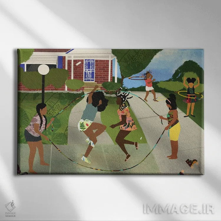 تابلو با پسر/دخترعموهایم (اصطلاح عامیانه آفریقایی-آمریکایی) اثر دیلاشه آرتیستری (استودیو هنری) - نمای روبهرو روی دیوار