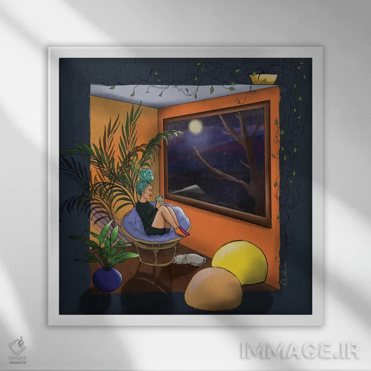 تابلو در دل طوفان اثر دیلاشه آرتیستری (استودیو هنری) - نمای قابدار سفید