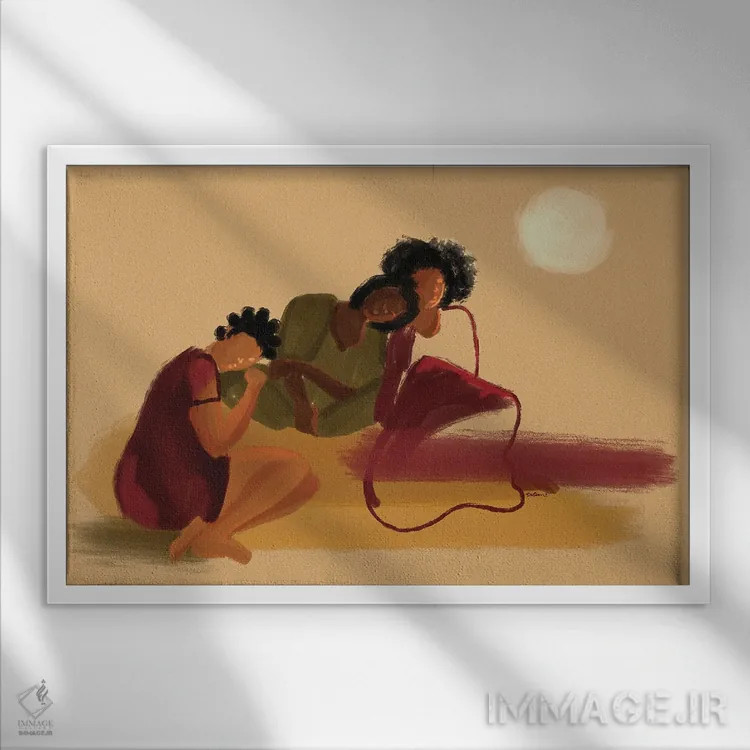 تابلو کنارم بنشین اثر دیلاشه آرتیستری (استودیو هنری) - نمای قابدار سفید