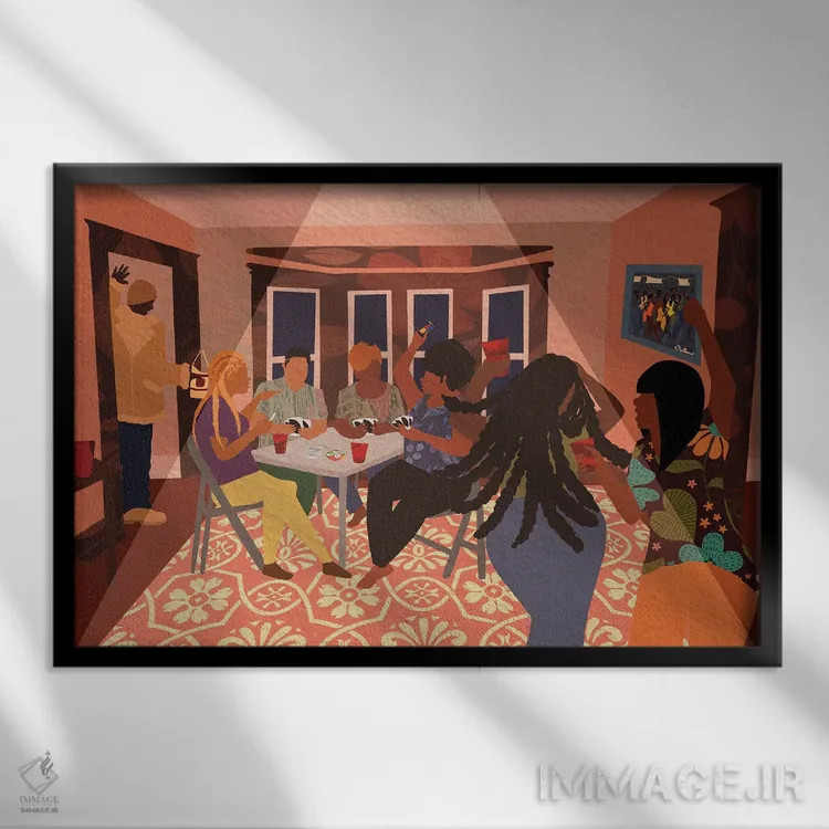 تابلو کار بزرگترها (عامیانه) اثر دیلاشه آرتیستری (استودیو هنری) - نمای قابدار مشکی