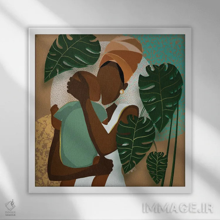 تابلو عشق مادرانه اثر دیلاشه آرتیستری (استودیو هنری) - نمای قابدار سفید