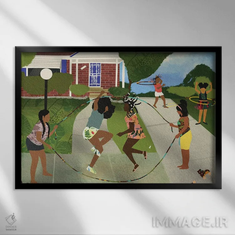 تابلو با پسر/دخترعموهایم (اصطلاح عامیانه آفریقایی-آمریکایی) اثر دیلاشه آرتیستری (استودیو هنری) - نمای قابدار مشکی