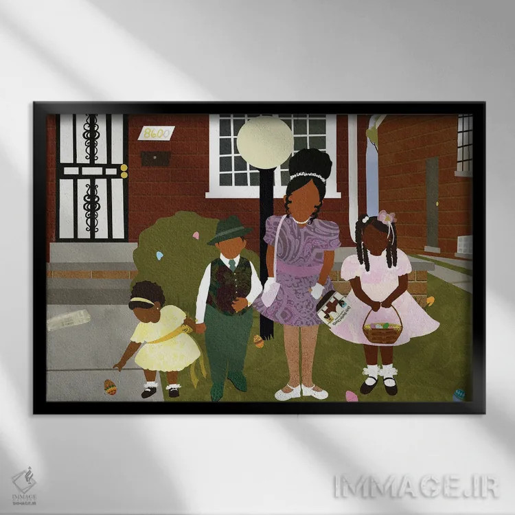 تابلو یکشنبهٔ عید پاک (مسیحیت) اثر دیلاشه آرتیستری (استودیو هنری) - نمای قابدار مشکی