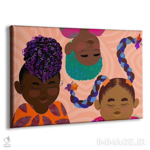 تابلو دختران سیاهپوست رنگارنگ اثر دیلاشه آرتیستری (استودیو هنری) - نمای پرسپکتیو محصول