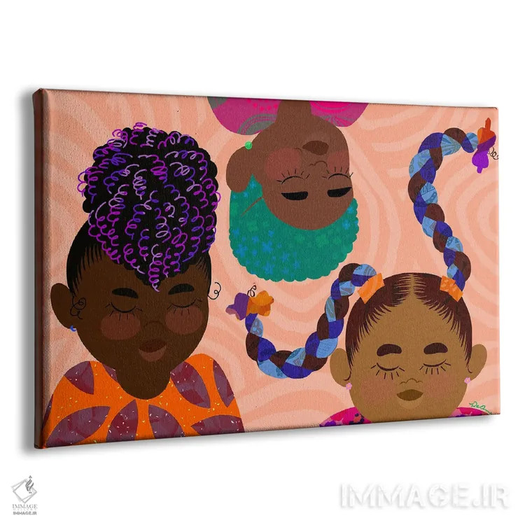 تابلو دختران سیاهپوست رنگارنگ اثر دیلاشه آرتیستری (استودیو هنری) - نمای پرسپکتیو محصول