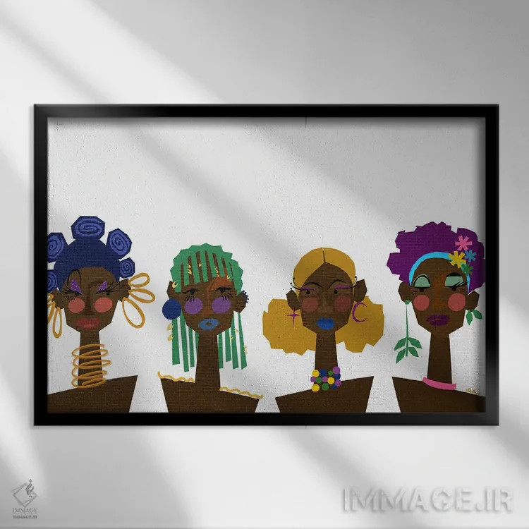 تابلو خواهر، خواهر (اصطلاح صمیمی میان زنان سیاهپوست) اثر دیلاشه آرتیستری (استودیو هنری) - نمای قابدار مشکی