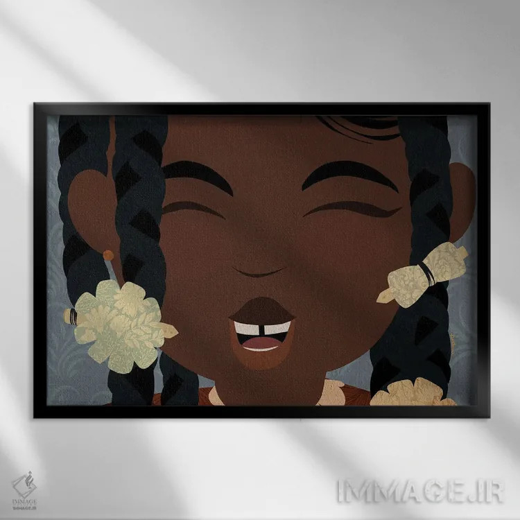 تابلو موهای بافته با کلیپس اثر دیلاشه آرتیستری (استودیو هنری) - نمای قابدار مشکی