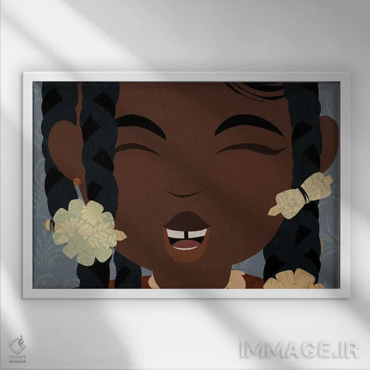 تابلو موهای بافته با کلیپس اثر دیلاشه آرتیستری (استودیو هنری) - نمای قابدار سفید