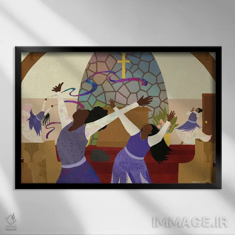 تابلو بگذار خدا از تو استفاده کند (اصطلاح معنویتی) اثر دیلاشه آرتیستری (استودیو هنری) - نمای قابدار مشکی