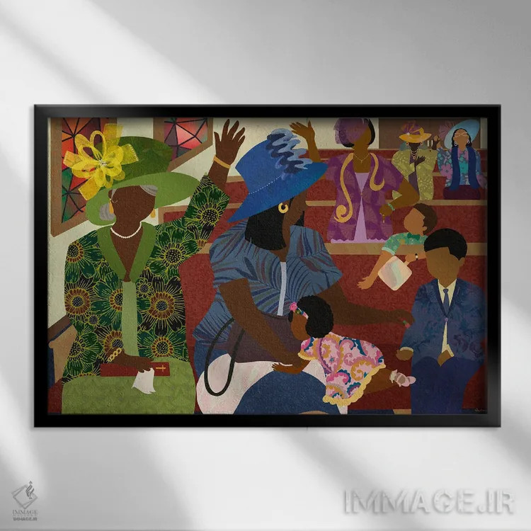 تابلو خانمهای کلیسا اثر دیلاشه آرتیستری (استودیو هنری) - نمای قابدار مشکی