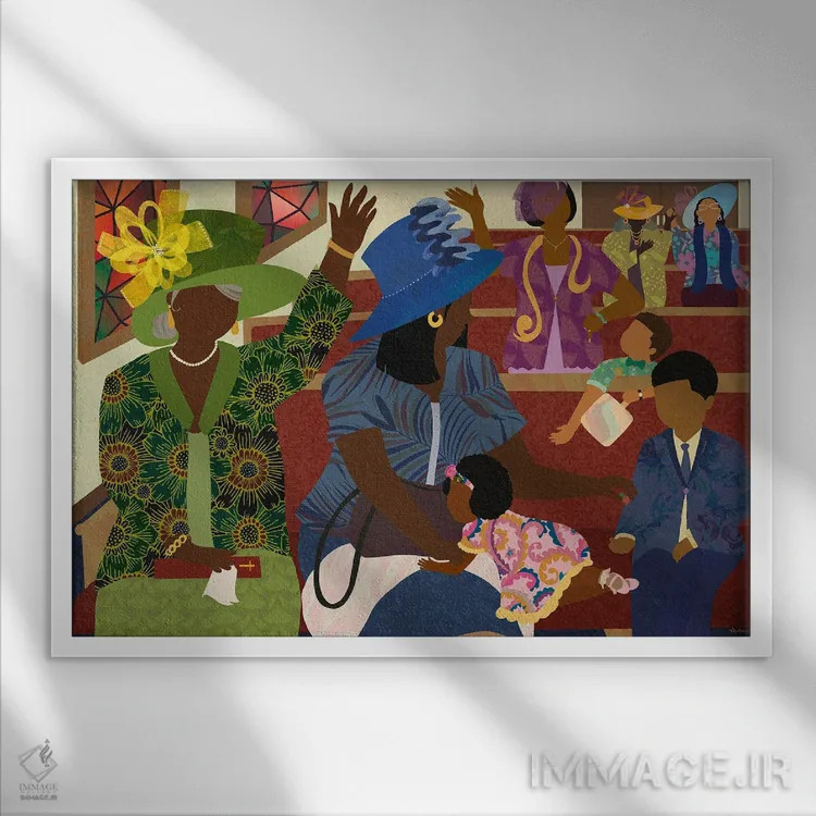 تابلو خانمهای کلیسا اثر دیلاشه آرتیستری (استودیو هنری) - نمای قابدار سفید