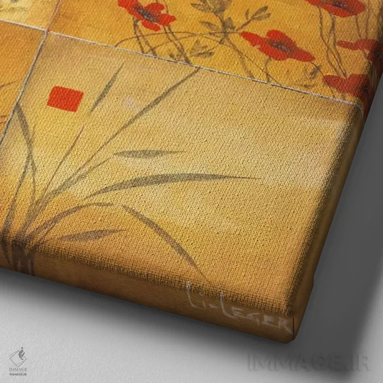 تابلو خشخاش نهتکه اثر دان لی-لگر - نمای نزدیک بافت بوم