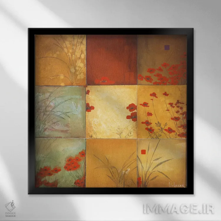 تابلو خشخاش نهتکه اثر دان لی-لگر - نمای قابدار مشکی