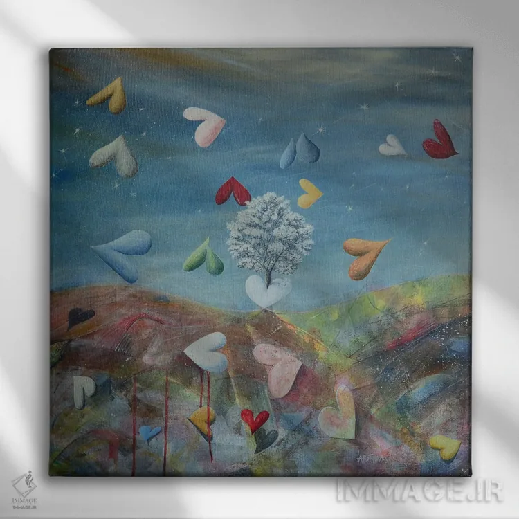 تابلو دلهای آزاد اثر دوناتو لاراتوندا - نمای روبهرو روی دیوار