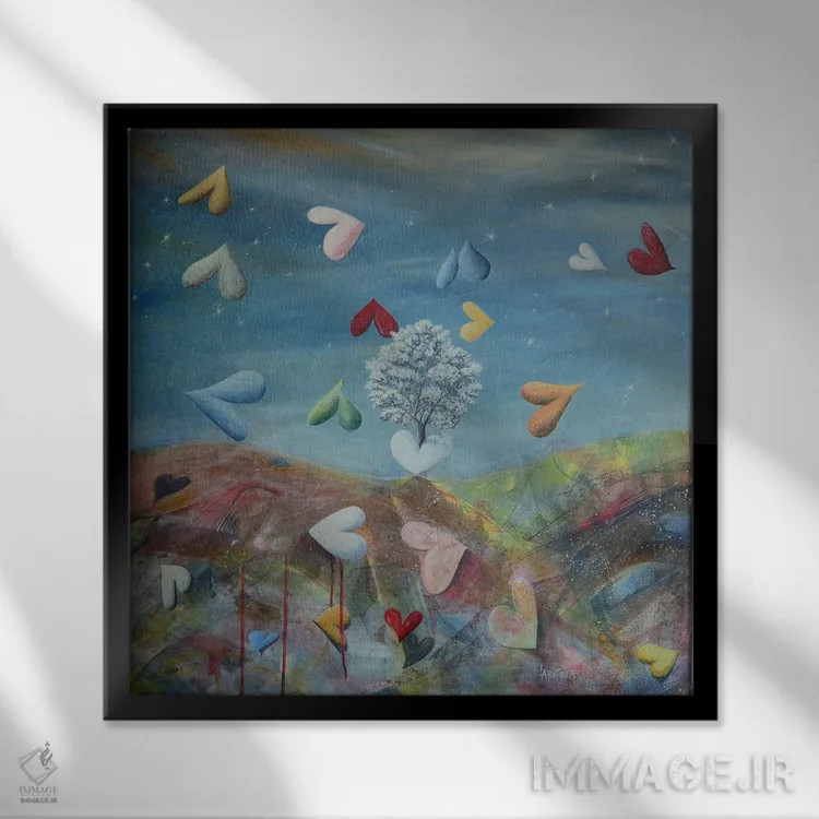 تابلو دلهای آزاد اثر دوناتو لاراتوندا - نمای قابدار مشکی