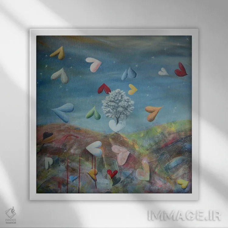 تابلو دلهای آزاد اثر دوناتو لاراتوندا - نمای قابدار سفید