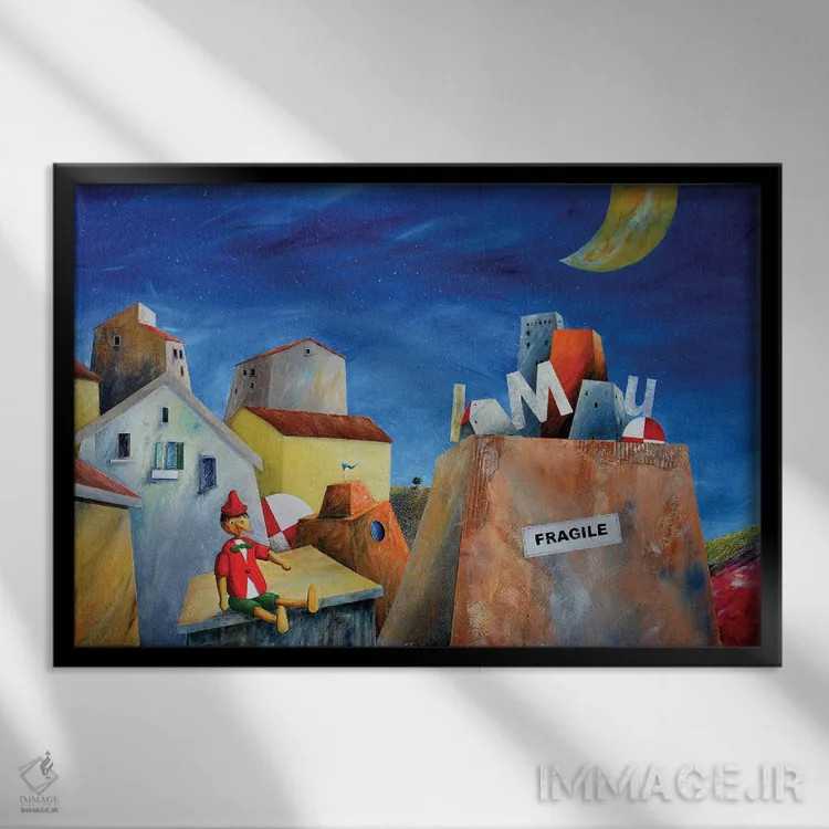 تابلو افسانهٔ مدرن اثر دوناتو لاراتوندا - نمای قابدار مشکی