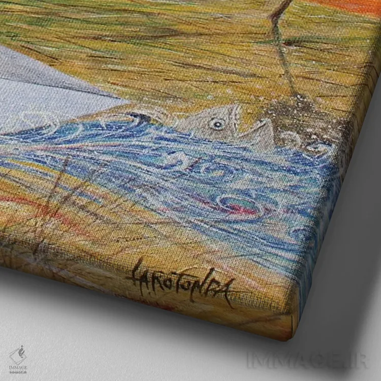 تابلو افسانه ادامه دارد اثر دوناتو لاراتوندا - نمای نزدیک بافت بوم